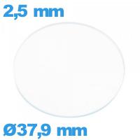Verre circulaire en verre minéral 37,9 mm plat pour montre