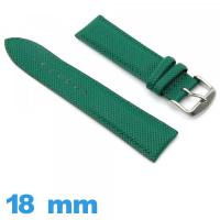 Bracelet Cuir Vegan Vert 18 mm Rembourré pour montre Texturé