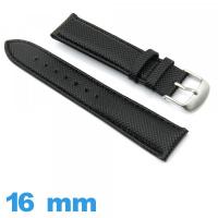 Bracelet montre  Noir Cuir Vegan 16 mm Texturé