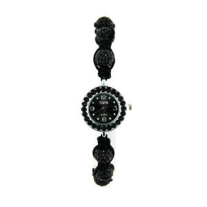 bracelet Shamballah unisexe noir crystal
