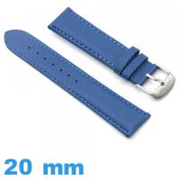 Bracelet pour montre  Bleu Cuir artificiel PU enduit de polyuréthane 20mm Texturé