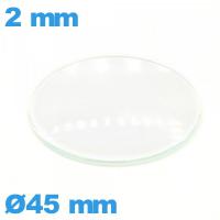 Verre en verre minéral bombé montre circulaire 45 mm