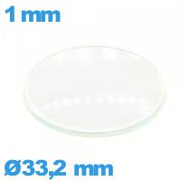 Verre circulaire 33,2 mm pour montre en verre minéral bombé