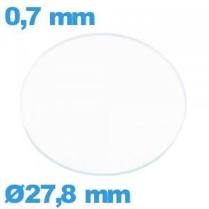 Verre 27,8 mm circulaire plat de montre verre minéral