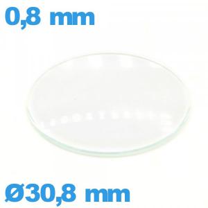 Verre circulaire 30,8 mm en verre minéral bombé montre