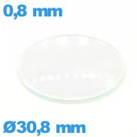 Verre circulaire 30,8 mm en verre minéral bombé montre