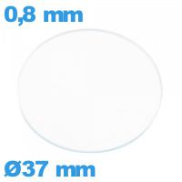 Verre circulaire plat 37 mm en verre minéral montre