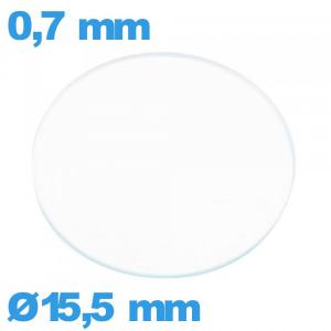 Verre plat de montre verre minéral 15,5 mm circulaire