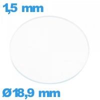 Verre plat verre minéral circulaire 18,9 mm de montre