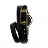 Bracelet long femme en cuir noir