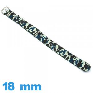 Bracelet Nylon Camo militaire 18mm Nato Bleu montre