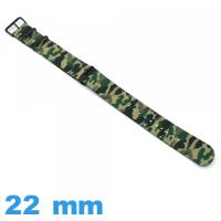 Bracelet de montre Nato Vert Camo militaire tissu 22mm