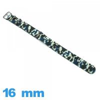 Bracelet montre Nato 16 mm Camouflage Militaire Bleu tissu