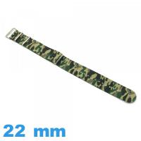 Bracelet de montre N.A.T.O Vert Camouflage Militaire tissu 22mm