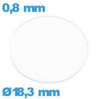 Verre plat pour montre en verre minéral 18,3 mm circulaire