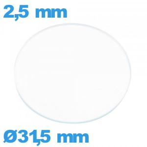 Verre plat verre minéral circulaire 31,5 mm de montre