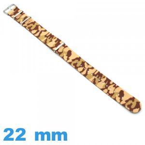 Bracelet 22 mm Camouflage Militaire de montre Marron N.A.T.O Nylon