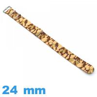 Bracelet tissu Camo militaire 24 mm Nato Marron de montre