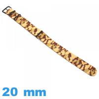 Bracelet tissu Camo militaire 20mm N.A.T.O Marron de montre