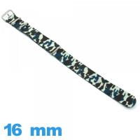 Bracelet N.A.T.O tissu Bleu 16 mm Camouflage Militaire de montre