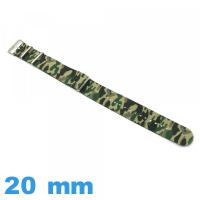 Bracelet tissu Camo militaire 20mm N.A.T.O Vert de montre