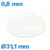 Verre circulaire 31,1 mm montre en verre minéral bombé