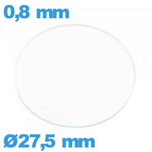 Verre circulaire 27,5 mm plat montre en verre minéral