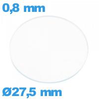 Verre circulaire 27,5 mm plat montre en verre minéral