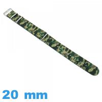 Bracelet Nato 20 mm montre Camouflage Militaire Textile Vert