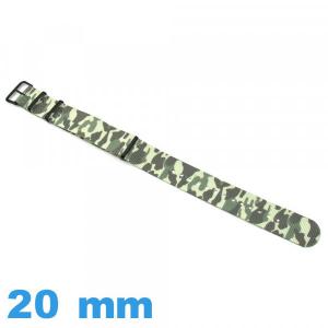 Bracelet N.A.T.O 20mm de montre Camouflage Nylon Vert clair