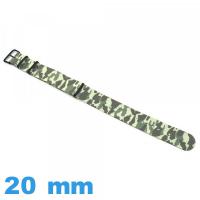 Bracelet N.A.T.O 20mm de montre Camouflage Nylon Vert clair