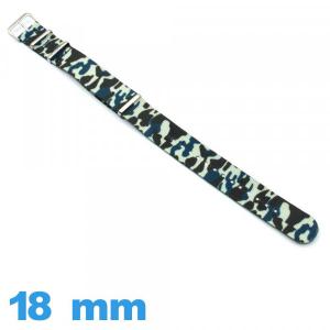Bracelet pour montre Nato 18 mm Military Bleu Textile