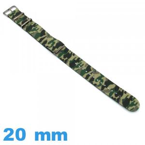 Bracelet montre tissu N.A.T.O Vert 20mm Military