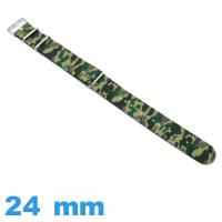Bracelet de montre Nato 24mm Camouflage Vert tissu