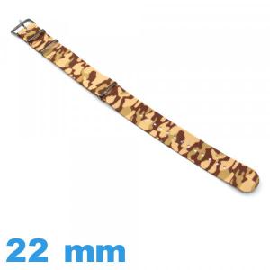 Bracelet montre N.A.T.O 22 mm Camouflage Marron Nylon