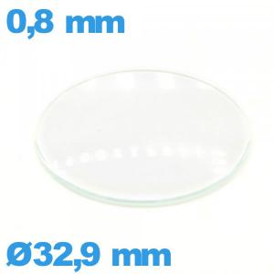 Verre circulaire 32,9 mm en verre minéral bombé pour montre