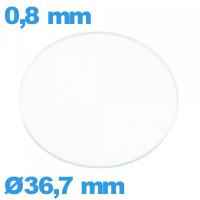 Verre 36,7 mm circulaire plat pour montre en verre minéral