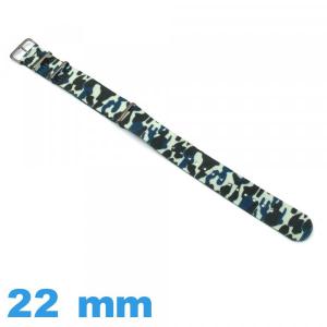 Bracelet pour montre N.A.T.O Bleu Camouflage Textile 22 mm