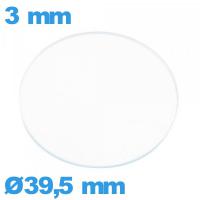 Verre plat 39,5 mm montre en verre minéral circulaire