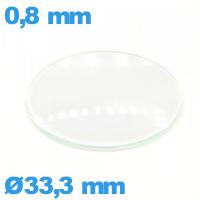 Verre bombé circulaire verre minéral 33,3 mm montre