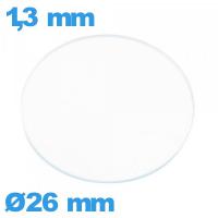 Verre de montre en verre minéral circulaire 26 mm plat