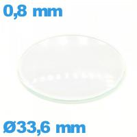 Verre circulaire 33,6 mm montre en verre minéral bombé
