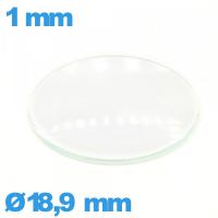Verre pour montre 18,9 mm en verre minéral circulaire bombé