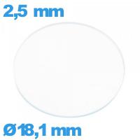 Verre plat verre minéral circulaire 18,1 mm montre