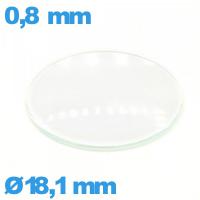 Verre circulaire 18,1 mm en verre minéral bombé montre