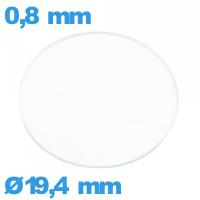 Verre plat en verre minéral circulaire 19,4 mm montre