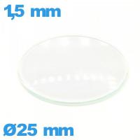 Verre bombé montre verre minéral circulaire 25 mm