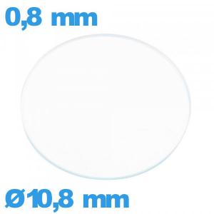 Verre plat montre en verre minéral 10,8 mm circulaire