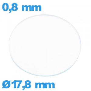 Verre circulaire plat 17,8 mm en verre minéral pour montre