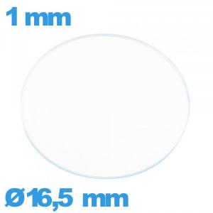 Verre plat en verre minéral de montre circulaire 16,5 mm